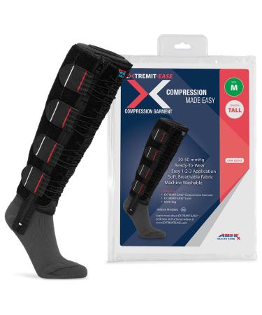 Extremite -Tease compression bandage for lower legs 30 - 50 mmHg size M black - ideal for light to moderate lymphedema venous insufficiency and edema after the Operation Black Tall M