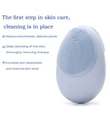 Buy Facial Cleansing Brush - Silicone Face Massager IPX6 Waterproof Acne & Anti-Aging Solution for All Skin Types (Blue) - International Shipping - Buy Online on GoSupps.com