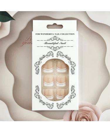 French Tips Press on Toenails - 24Pcs Nude Short Square Acrylic Full Cover White False Toe Nails for Women - Summer Glue on Toenails - Buy Online on GoSupps.com