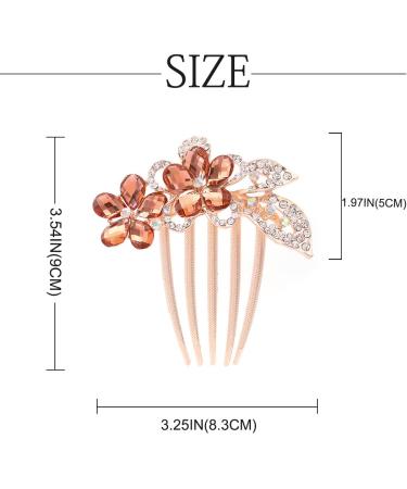 Bohend Rhinestone Flower Hair Comb - Champagne Wedding Hair Accessories for Women & Girls - Buy Online on GoSupps.com