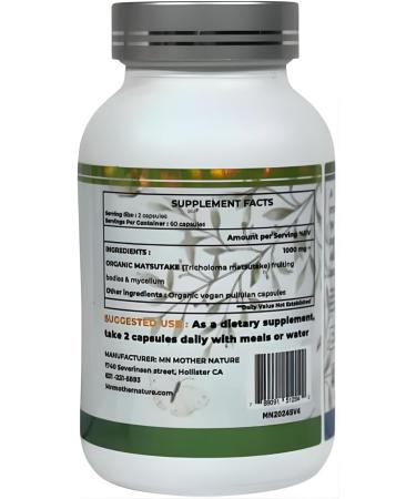 MN Mother Nature Matsutake (Tricholoma matsutake) Mushroom Supplement - 120 Vegan Pullulan Capsules - Made in USA - Buy Online on GoSupps.com