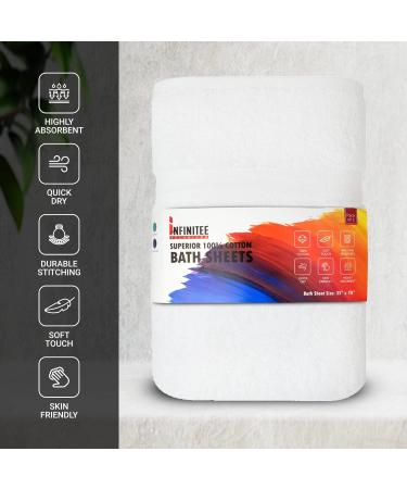 Infinitee Xclusives Premium White Bath Sheets Towels 2 Pack - 35x70 Extra Large, 100% Soft Cotton - Hotel & Spa Quality, Absorbent Oversized Towels - Buy Online on GoSupps.com