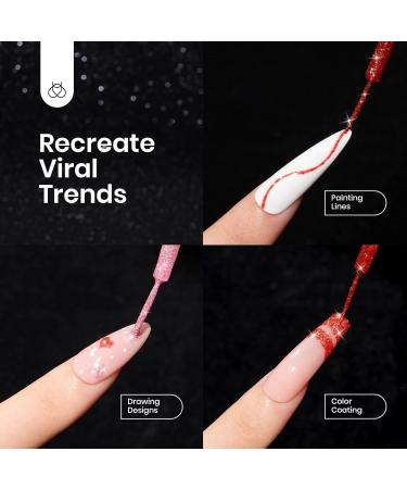 Beetles Gel Polish Nail Art Gel Liner Set-12 Color Reflective Glitter Black White Hot Pink Gel Art Paint for Swirl Nail Built Thin Nail Art Brush in Bottle Gel Pen Soak Off Led Lamp Manicure Kit 12 CLOLORS SET - Buy Online on GoSupps.com