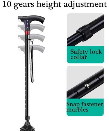 Multi-Function Intelligent Elderly Crutches Walking Cane Stick with LED Light Smart Radio Alarm for Seniors Interesting B - Buy Online on GoSupps.com