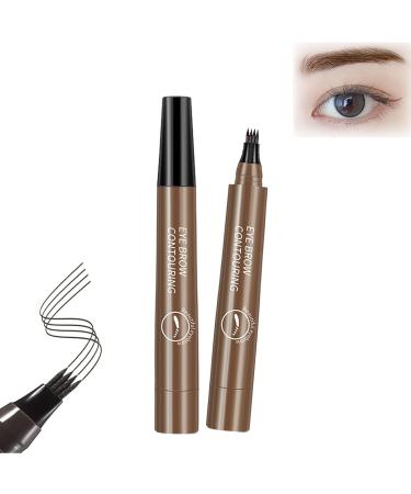 2PCS Whimsyard Eyebrow Pencil Whimsyard Magic Eyebrow Pencil 4 Tip Microblade Creates Natural Looking Brows Effortlessly 3D Waterproof Microblading Eyebrow Pencil Contouring Pen (Dark Brown)