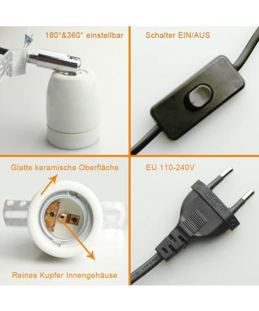 Naneezoo 300W Reptile Heat Lamp - 360 Rotating Ceramic Spot Light for Aquariums Turtles Snakes & Lizards - E27 Porcelain Base Includes Cable & Plug - Buy Online on GoSupps.com