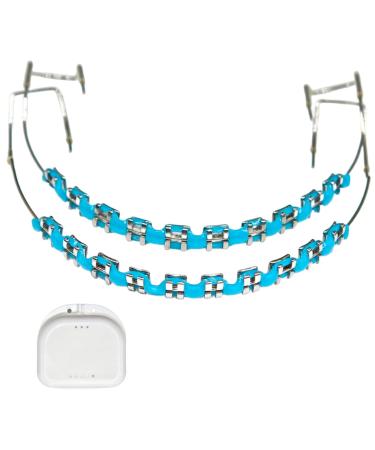 1 Pack Temporary fake braces clip on brackets for adults teeth props for dental students Tooth Decoration Orthodontist Explain Props with Metal Wires Metal Bracket Halloween Tooth Decorations (blue)