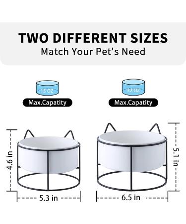 ZONEYILA 32oz Raised Ceramic Pet Bowl for Cats and Small Dogs - Elevated Cat Bowl - Dishwasher Safe - White Bowl with Black Stand - Buy Online on GoSupps.com