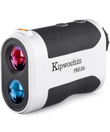 Kipwochin Golf Rangefinder with Slope, 880 Yards Range Finder, Flag Lock with Vibration,0.1S Measurement,6X Magnification,USB Rechargeable Laser Rangefinder for Golf & Hunting White