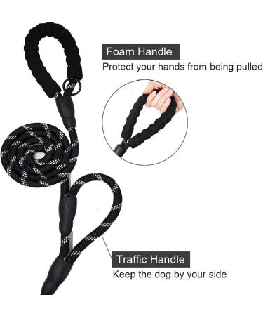 DDSCOLOUR Heavy Duty Dog Leash 5-6ft Long with Comfortable Padded Handle Training Lead Reflective Mountain Climbing Rope Dog leashes Walking Training Leash for Medium Large Black 5ft Black - Buy Online on GoSupps.com