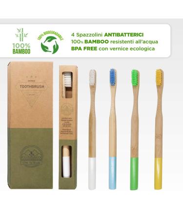 Biodegradable Bamboo Toothbrush Set | Eco-Friendly, Water-Resistant, Plastic-Free | Antiseptic Bristles, BPA-Free | Includes 200 Bamboo Cotton Swabs - Buy Online on GoSupps.com