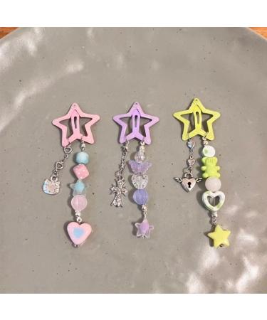 xbiez Y2K Beads Pendant Star Shape Hair Clip Summer Hair Clip for Woman Girls Taking Photo Bangs Hair Barrettes Anti-slip Pink - Buy Online on GoSupps.com