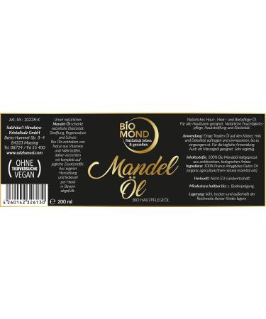 Buy Organic Almond Oil - 200ml Cold Pressed Massage & Facial Oil | Vegan & Certified Organic - Biomond - Buy Online on GoSupps.com