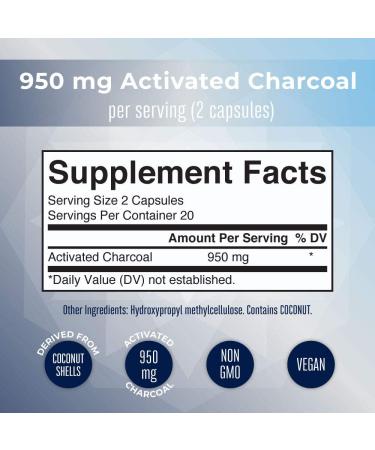 Activated Charcoal Capsules - Natural Detox Supplement, Alleviates Gas & Bloat | Vegan & Non-GMO | 40 Count - Buy Online on GoSupps.com