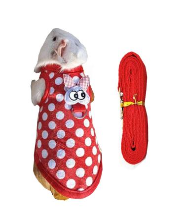 Anelekor Small Animals Christmas Costume Hamster Santa Coat Guinea Pig Harness and Leash Set Small Pets Clothes for Rats Lizard Kitty Mini Dog Hedgehog Iguana and Small Breeds, Red Small Red