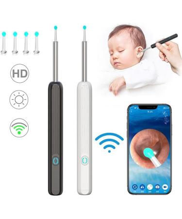 Sempoda Ear Wax Removal Tool with 1080P HD Camera - Wireless Ear Cleaner Kit for iPhone, iPad, Android - Otoscope with LED Light for Adults, Kids, Pets - White - Buy Online on GoSupps.com