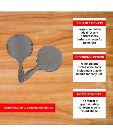 Silver Handheld Salon Barbers Mirror - Extra Large with Grip Handle | Garden of Arts - Buy Online on GoSupps.com