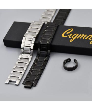 Cigmag Lymphatic Drainage Magnetic Bracelet for Men - Ultra Strength Titanium Steel with Adjustable Tool & Gift Box (Silver) - Buy Online on GoSupps.com