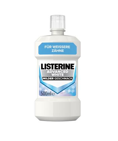 Listerine Advanced White Mild taste (500 ml) mouthwash for removing stubborn tooth discoloration for whiter teeth in just 1 week mouthwash effectively combats bacteria in the mouth room 500 ml (1 Pack)