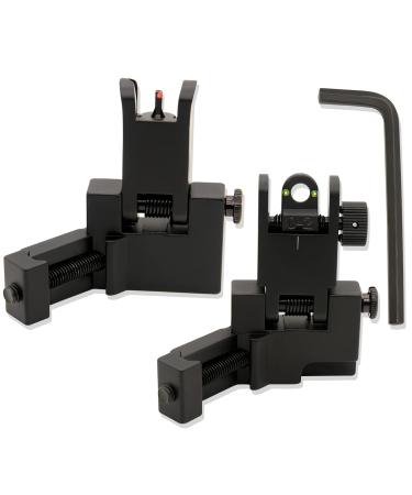 45 Degree Offset Flip Up Iron Sights, Rapid Transition Backup Fiber Optics Iron Sights Low Profile Front and Rear Sights with Red and Green Dots Compatible with Picatinny Weaver Rails - Buy Online on GoSupps.com