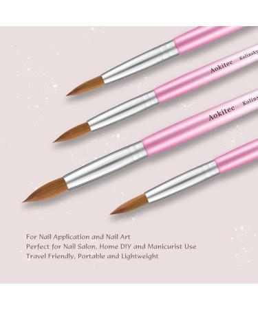 Aokitec Sable Kolinsky Nail Brush #14 Professional Acrylic Nail Art Brush for Manicure Wood Handle Pink Ideal Tool for Acrylic Nails - Buy Online on GoSupps.com