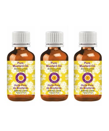 Deve Herbes Pure Mustard Oil (Brassica juncea) Cold Pressed (Pack of Three) 100ml X 3 (10 oz)