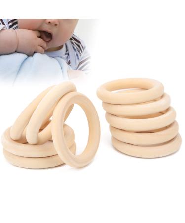 10 Pack Wooden Teething Rings 2.6 Inch Unfinished Natural Wood Circles for Babies No Paint Circles(Color de Madera)