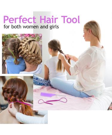 TsMADDTs Hair Loop Tool Set with French Braid Tool and Rat Tail Comb - Purple B-Purple (3 Pack) - Buy Online on GoSupps.com