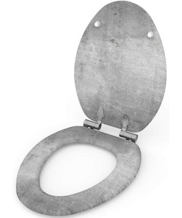 Sanilo Elongated Silent Slow Close Molded Wood Toilet Seat - Concrete Finish - Buy Online on GoSupps.com