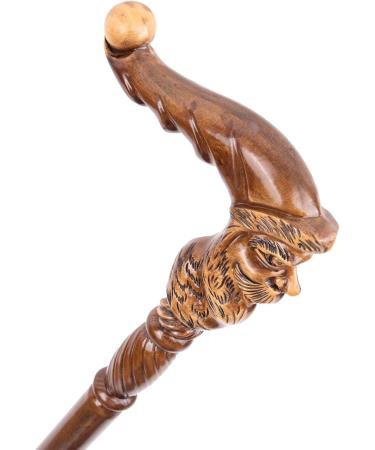 Wood Cane 37.4'' Santa Claus Hand Carved Walking Cane Ergonomic Grip Handle Halloween for Men Women Old Elderly People Comfortable Accessory - Buy Online on GoSupps.com
