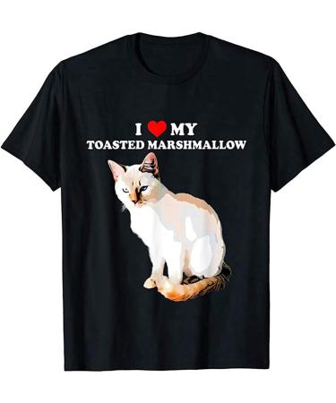 Zhan Zai I Love My Toasted Marshmallow Flame Point Siamese Cat Kitten T-Shirt T-Shirt Black XL