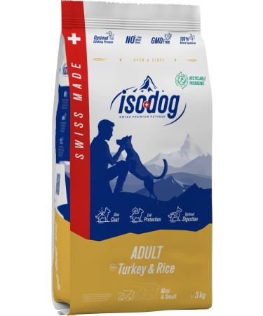 Iso dog - Premium Croquettes for Adult Dogs of Dwarf Breeds and Small Breeds - Gluten-free - Optimal digestion - Rich in Poultry - 3kg - GMO-free - 100% Natural raw materials