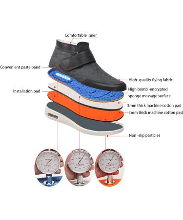 Mens Diabetic Shoes - Adjustable Lightweight Plantar Fasciitis & Swollen Feet | Long Tube Design | Size 12 - Dark Blue - Buy Online on GoSupps.com
