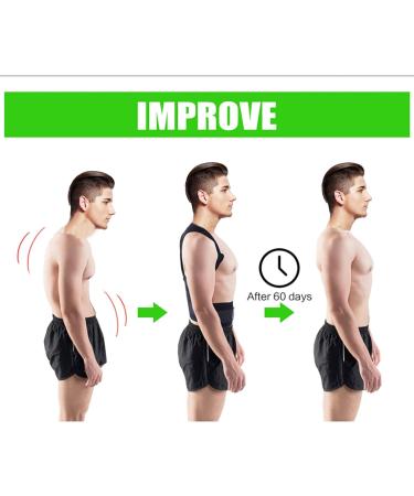 Fourket Humpback Correction Belt Posture Corrector Adjustable Back PU Material Suitable for Men and Women Size M Black - Buy Online on GoSupps.com