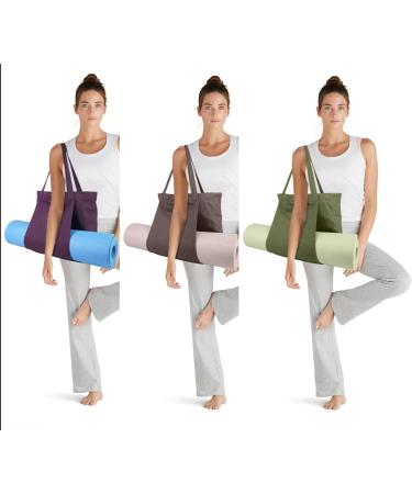 Cwokarb Women Yoga Mat Bag - Versatile Shoulder Carrier for Office, Workout, Pilates, Travel and Beach - Green Canvas Gym Tote - Buy Online on GoSupps.com