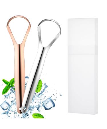 Tongue Scraper for Adults 2 Pack Stainless Steel Tongue Scraper for Bad Breath Tongue Cleaner Metal Tongue Scrapers for Oral Care & Hygiene