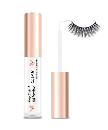 Eyelash Glue Clear Lash Glue Strong Eyelash Glue for False Lashes Waterproof Eyelashes Glue False Eyelashes Glue Sensitive Eyes Latex Free Lash Adhesive Glue 0.176 OZ (1PC, Clear) 1P CLEAR 1P