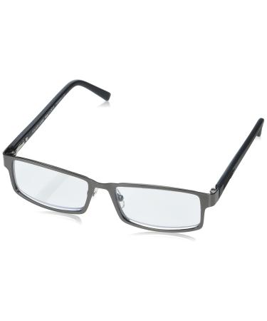 Foster Grant Men's Sawyer Multifocus Rectangular Reading Glasses Matte Gunmetal/Transparent 3.5 x