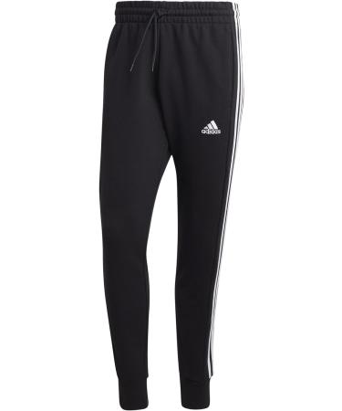Buy adidas Men's Essentials French Terry Joggers - Tapered Cuff 3-Stripes Pants in Black-White | International Shipping Available - Buy Online on GoSupps.com