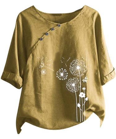 Elegant Women's Summer T-Shirt | Ppanguding Short Sleeve Blouse Tops in Gelb | Stylish Rundhals Tunika for Casual Wear - Buy Online on GoSupps.com