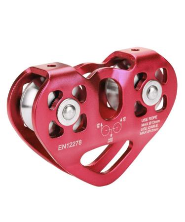 Eastbuy Climbing Pulley - 3 Colors Outdoor Climbing Equipment 30KN Double Pulley Rope Rescue Cable Cart Red