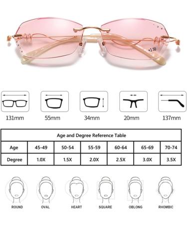 Fashion Rimless Tinted Lens Reading Glasses for Women - Blue Light Blocking Anti Eyestrain Metallic - Size 1.0x - Buy Online on GoSupps.com