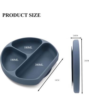 Baby Silicone Suction Divided Plate | Non-Toxic BPA-Free | Waterproof & Dishwasher Safe | Easy Clean Up | Gray - Buy Online on GoSupps.com