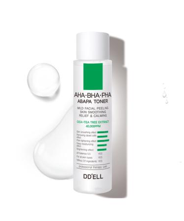 DD ell Facial Toner Centella CICA Extract 40 000PPM Exfoliating ABAPA (AHA & BHA & PHA) Soothing & Hydrating Skin 5.29 fl. oz. Korean Skin Care | Cruelty-Free Alcohol-Free Paraben-Free