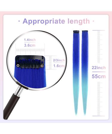 20 PCS Colored Hair Extensions - Ladyamz Ombre Party Highlights Clip-in Synthetic Hairpieces for Girls, Women, Kids - 22 inch - Buy Online on GoSupps.com