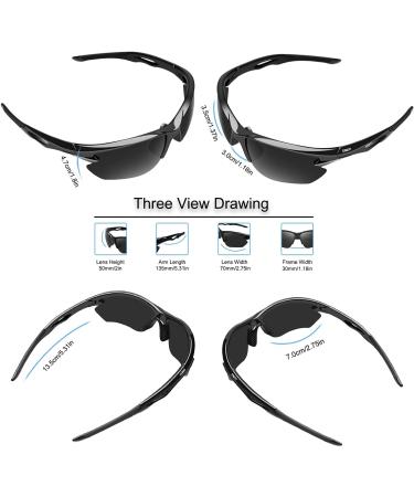 Bonddi Polarized Sports Glasses for Men | Unbreakable TR90 Frame | UV400 Protection for Cycling Golf Baseball & Running Black/Gray - Buy Online on GoSupps.com