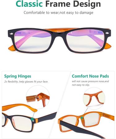 Eyekeper 2.5 Diopter Computer Reading Glasses - UV Protection Anti-Blue Light Scratch-Resistant Spring Hinges - Yellow Tinted & Black Frame - Buy Online on GoSupps.com