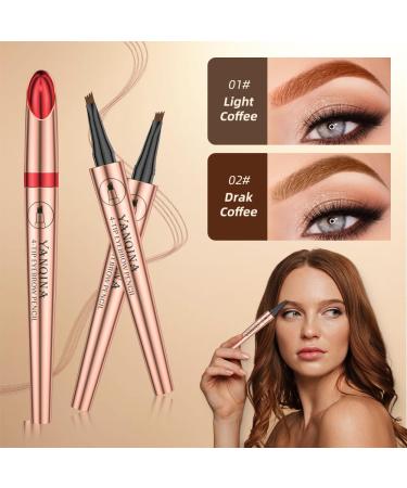 Buy Microblading Eyebrow Pen - 3D Waterproof Contouring Pencil | Magic 4 Tip Brow Pen for Natural Makeup (B-Dark Brown #2 - Buy Online on GoSupps.com