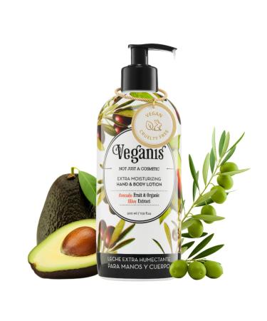 VEGANIS Body Lotion For Dry Skin Nourishing & Hydrating Formula With Avocado & Organic Olive Softening Moisturizer For Hands Smooth & Soft Skin 17 6 Fl Oz