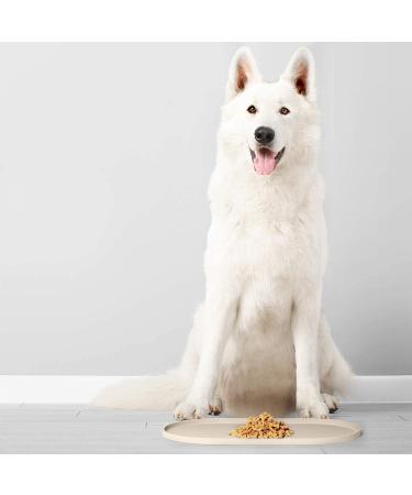 DogBuddy Waterproof Silicone Dog Food Mat - Non-Slip Pet Feeding Mat for Bowls - 19x11 Inch, White Sand - Buy Online on GoSupps.com